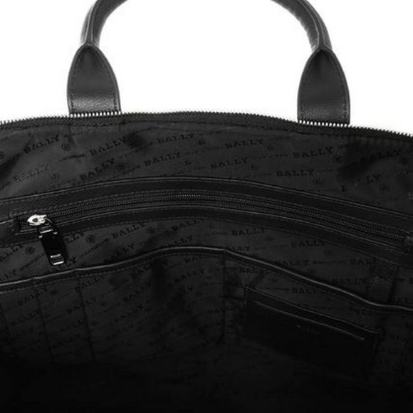 Bally Bags 70 Bally Vaud Cotton Mix Leather Business Bag In Black